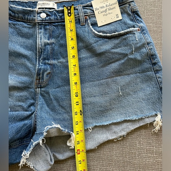 Abercrombie & Fitch Sz 35 20 Distressed Shorts Curve Love 90s High Rise Cut Off - Picture 11 of 12